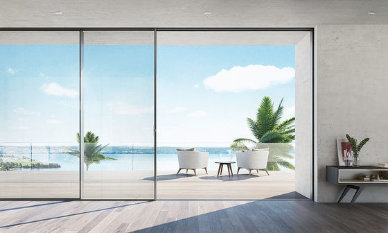 Porte coulissante en aluminium écologique balcon utilisant une porte coulissante en aluminium mince 4 casement
