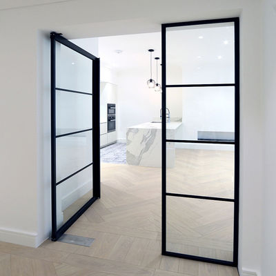 Porte en aluminium à double feuille de verre trempé laminé