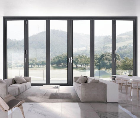 Maison personnalisable Porte pliante en aluminium verre stratifié avec poignée verrouillable