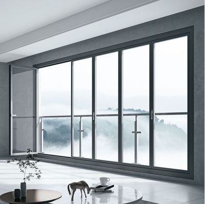 Porte pliante en aluminium gris doubles portes personnalisées résistance aux ouragans