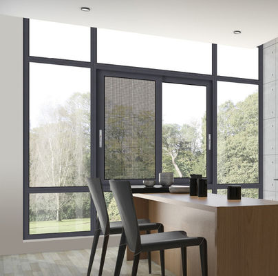 Fenêtre coulissante en aluminium revêtue de poudre, protection contre les insectes, fenêtre coulissante double vitrage