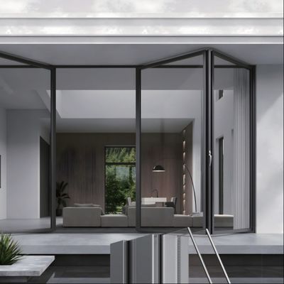 Mécanisme de verrouillage sécurisé Porte en verre pliable en aluminium en argent/blanc/noir/personnalisé pour les établissements d'enseignement