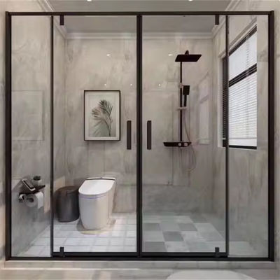 Porte coulissante en aluminium étanche, facile à nettoyer et nécessitant peu d'entretien, avec paroi de douche en verre trempé