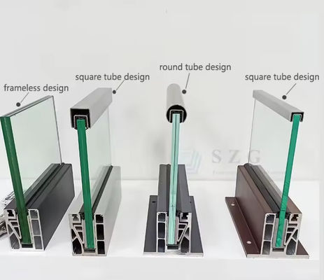 Balustrade de verre Lamel U Channel Installation montée sur le dessus avec verre stratifié