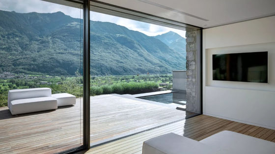 Porte coulissante en aluminium écologique balcon utilisant une porte coulissante en aluminium mince 4 casement