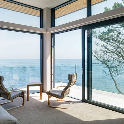 Réduction du bruit Porte coulissante en aluminium verre isolé Porte coulissante en aluminium de 3 mètres