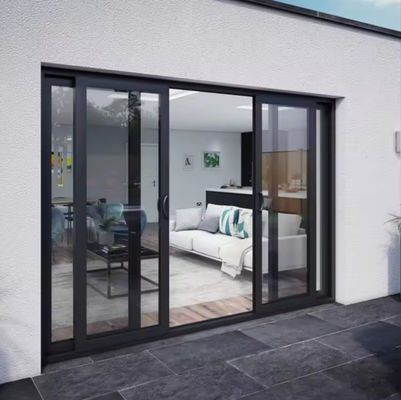 Sécurité résidentielle Porte en verre coulissant en aluminium Vitre isolée avec profil de rupture thermique