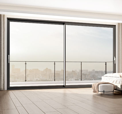 Porte coulissante en aluminium à dimension personnalisée Porte coulissante en verre isolé à double vitrage