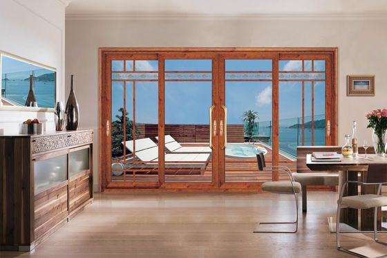 Porte coulissante en aluminium double verre résistant aux ouragans Porte en verre multi coulissante