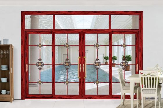 Porte coulissante en aluminium double verre résistant aux ouragans Porte en verre multi coulissante