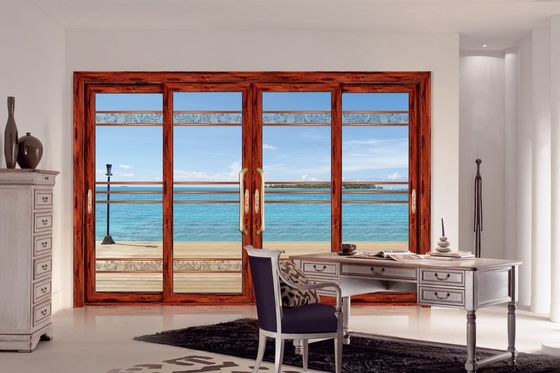 Résistant aux typhons 2 mm épaisseur portes coulissantes en aluminium patio avec verre trempé