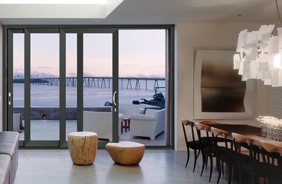 Porte en verre coulissante en aluminium en poudre