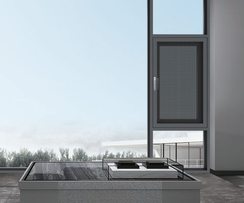 Fenêtres en aluminium à ouverture vers l'intérieur recouvertes de poudre à double vitrage