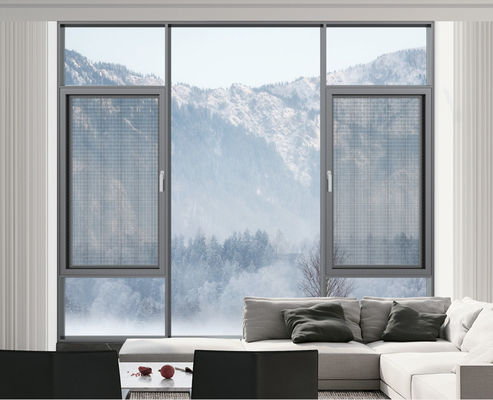 Fenêtre pivotante en aluminium gris à ventilation élevée Casement fenêtres ouvertes vers l'extérieur