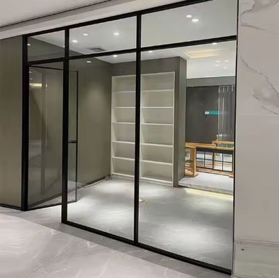 Porte pivotante en aluminium à cadre mince porte pivotante en aluminium laminée en verre trempé