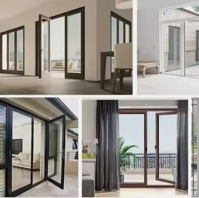 Fermeture thermique Porte oscillante en verre en aluminium Casement ouvert Résistant à la corrosion