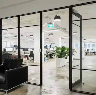 Porte pivotante en aluminium à double carénage Design moderne avec verre trempé