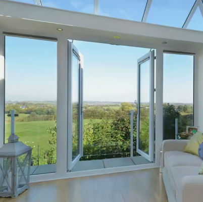 Surface de revêtement en poudre à double porte pivotante en aluminium isolé commercial