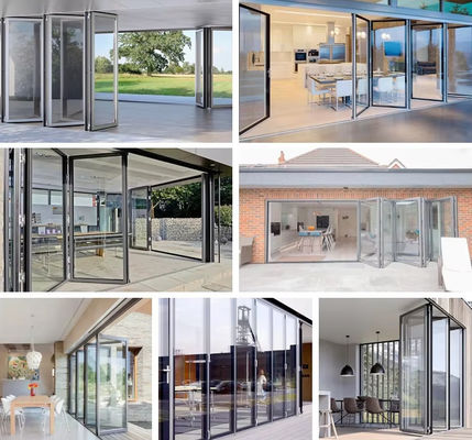 Efficacité énergétique Porte pliante en aluminium Porte pliante en verre à profil épais