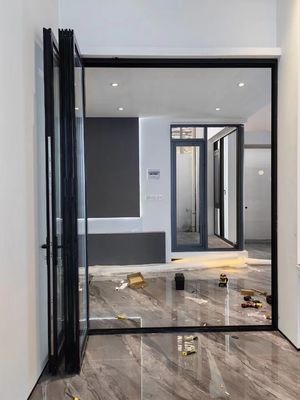 Porte coulissante en aluminium résistant à la poussière avec verre trempé