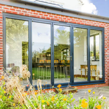 Maison personnalisable Porte pliante en aluminium verre stratifié avec poignée verrouillable