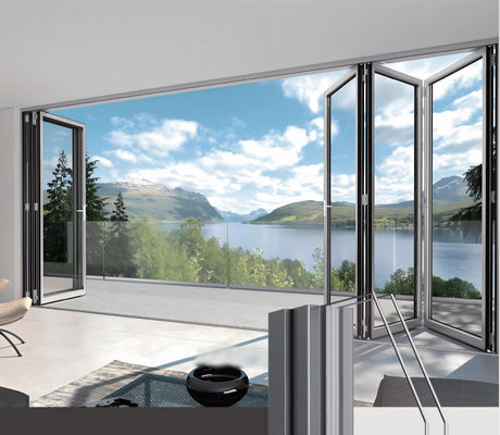 Portes pliantes en verre en aluminium pour la sécurité thermique Porte pliante pour balcon commercial