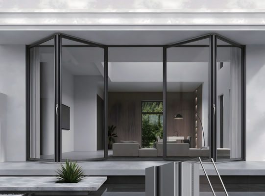 Portes pliantes en verre en aluminium pour la sécurité thermique Porte pliante pour balcon commercial