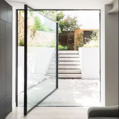 Porte pivotée en aluminium revêtue de poudre personnalisable Porte d'entrée en verre laminée