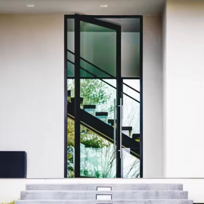 Porte pivotée en aluminium revêtue de poudre personnalisable Porte d'entrée en verre laminée