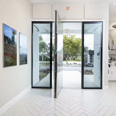 Porte pivotée en aluminium revêtue de poudre personnalisable Porte d'entrée en verre laminée
