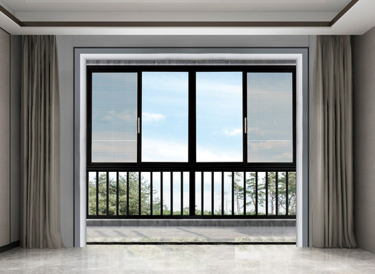 Fonctionnement en douceur fenêtres coulissantes horizontales en aluminium avec protection contre les insectes