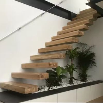 Escalier décoratif intérieur à ascenseur ouvert Escalier en verre flottant en bois