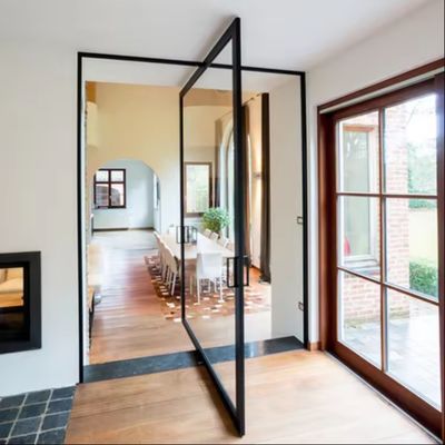Porte d'entrée pivotée en alliage d'aluminium personnalisée Porte tournante en verre lourd