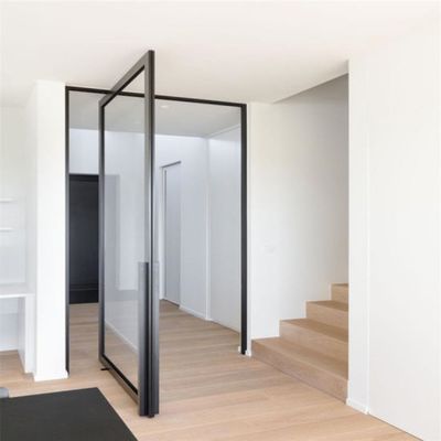 Porte d'entrée pivotée en verre de type Low-E avec verre trempé et cadre en alliage d'aluminium