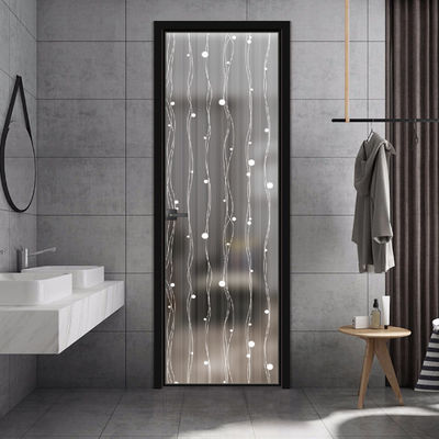 Chambre à coucher Double verre trempé Aluminium cadre Porte en verre avec revêtement en poudre Finition de surface