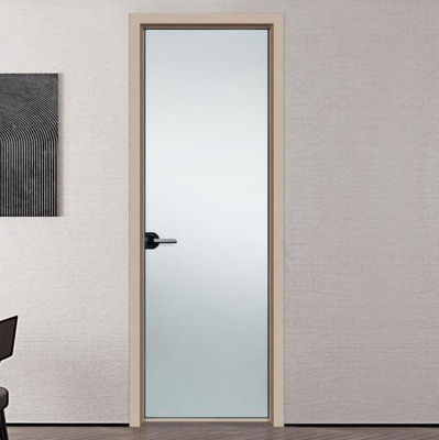 Chambre à coucher Double verre trempé Aluminium cadre Porte en verre avec revêtement en poudre Finition de surface