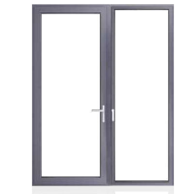 Chambre à coucher Double verre trempé Aluminium cadre Porte en verre avec revêtement en poudre Finition de surface