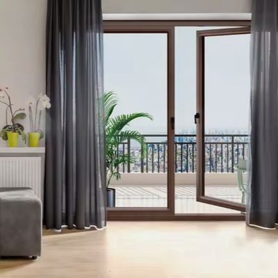 Porte pivotante en aluminium avec conception de pont cassé pour isolation acoustique et cadre en alliage d'aluminium 6063-T5