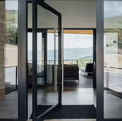 Y/N Porte pivotante en aluminium à écran d'insecte à double vitrage transparent et verrouillage magnétique