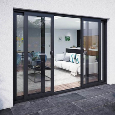 Porte coulissante en aluminium résidentiel avec méthode d'ouverture push and pull et double verre trempé
