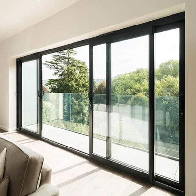 Porte coulissante en aluminium résidentiel avec méthode d'ouverture push and pull et double verre trempé