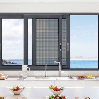 Porte en verre coulissante noire à verrouillage interne moderne personnalisée Porte en double verre