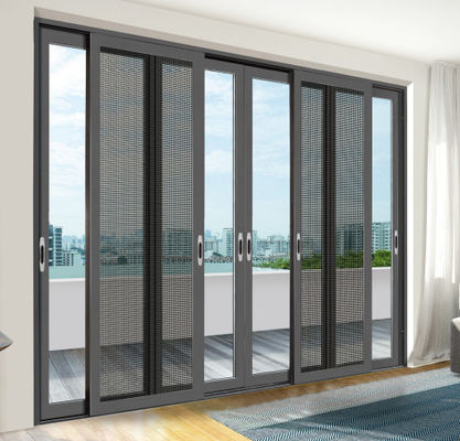 Porte coulissante en aluminium d'appartement ou de résidence avec fonction de prévention de la fumée d'huile de design moderne