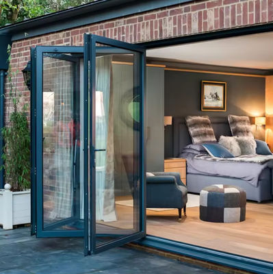 Résistant aux ouragans extérieur porte pliante en aluminium patio portes pliantes porte pliante accordéon porte en verre pliante