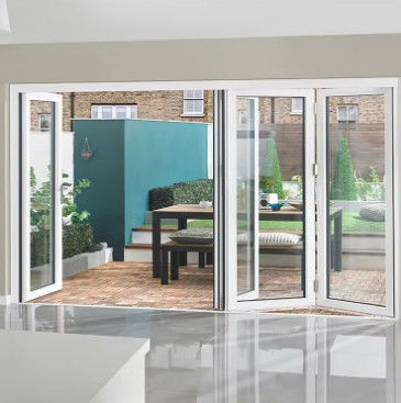 Système de porte coulissante en aluminium conception imperméable à l'eau pliable rupture thermique insonorisation porte en verre