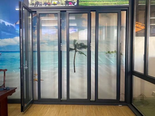 Système de porte coulissante en aluminium conception imperméable à l'eau pliable rupture thermique insonorisation porte en verre