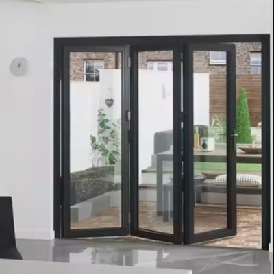Porte en aluminium bipliée en ligne mince Porte en verre en aluminium bipliée à l'intérieur
