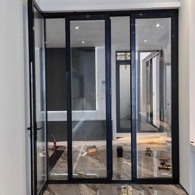 Porte en aluminium bipliée en ligne mince Porte en verre en aluminium bipliée à l'intérieur