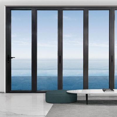 Porte en aluminium bipliée en ligne mince Porte en verre en aluminium bipliée à l'intérieur
