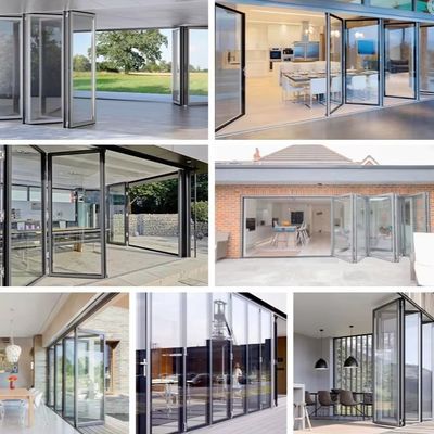 Mécanisme de verrouillage sécurisé Porte en verre pliable en aluminium en argent/blanc/noir/personnalisé pour les établissements d'enseignement